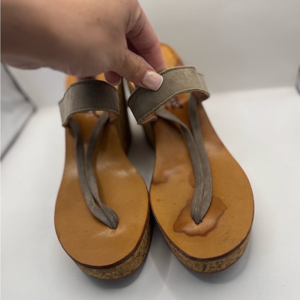 K. Jacques St.‎ Tropez  Platform Wedge Sandal in Taupe Suede Cork Women’s 41 9.5 - Picture 2 of 6